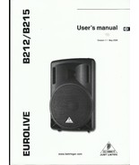 User User&#39;s Owners MANUAL OEM Behringer Printed Eurolive B212  and B215 ... - $457.40 MXN