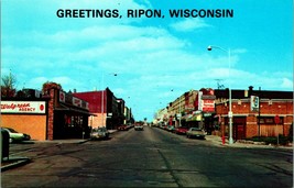 Watson Street View Greetings From Ripon Wisconsin WI UNP Chrome Postcard - £3.87 GBP