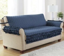 Innovative Textile Solutions Claremont Ruffle Furniture Protector Loveseat Blue - £40.91 GBP