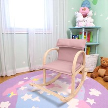 Pink Modern Kids Accent Rocker Armchair, Upholstered Wood Frame - $1,528.29 MXN