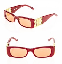 Balenciaga Dynasty 0096 Red 003 Fashion Bb Logo Narrow Slim Sunglasses BB0096S - £289.74 GBP