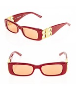 BALENCIAGA DYNASTY 0096 Red 003 Fashion BB Logo Narrow Slim Sunglasses B... - £286.35 GBP