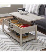 Modern Farmhouse Lift Top Coffee Table, Rustic White Finish With Storage  - $158.50+