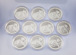 Lote De 10 2012 Australia Plateado 29.6ml Koala ( Bu Estado) En Cápsulas... - $594.33