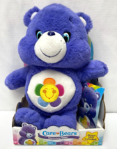 Care Bears Purple Harmony Bear Plush 2014 Sun Flower Embroidered Just Play NEW - £27.04 GBP