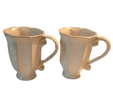 2 Off White Victorian Coffee Tea Mugs Cups 6 oz. - £19.36 GBP