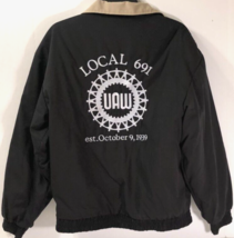 UAW United Auto Workers Local 691 Sewn Est. 1939 Buttons VTG Zip Black J... - $14.85