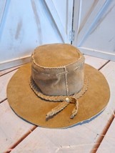 VTG Leather Suede Brim Hat Hippie/Bobo/ Australian RN# 93082 One Size Fi... - $34.60