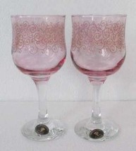 Vintage (2) Cristalleria Fumo Handmade Wine Glasses Pastel Red Color Wine Glasse - £23.71 GBP