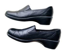 Clarks Womens 84634 Size 6 Black Leather Slip on Loafer Flats Passes Bend Test! - £11.55 GBP