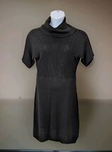 Tahari Black Sweater Dress Wool Blend Cowl Neck Cable Knit Short Sleeves... - $29.69