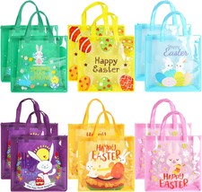 12PCS Happy Easter Egg Hunt Bags Easter Bunny Carrot Chick Egg Gift Bags with Ha - £30.62 GBP