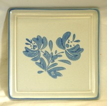 Yorktowne Pfaltzgraff Stoneware Trivet Hot Plate Blue Floral USA - £21.01 GBP