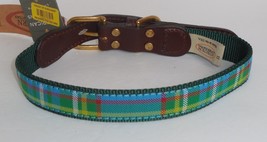 Auburn Leathercrafters American Traditions Green Plaid Dog Pet Collar 22&quot; New - £17.40 GBP