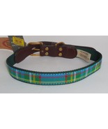 Auburn Leathercrafters American Traditions Green Plaid Dog Pet Collar 22... - £17.11 GBP