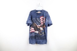 Vintage Y2K 2008 Mens Large Faded Acid Wash USA Flag Eagle Mountains T-Shirt - £27.41 GBP