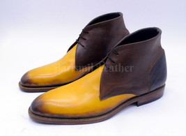 Handmade Leather Two Tone Hand Patina Ankle Boots Leather Dress Boots fo... - €155,57 EUR+