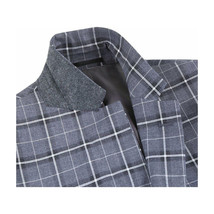 Mens Suit RENOIR English Plaid Window Pane Stretch Slim Fit Comfort 293-14 Gray image 6