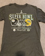 2011 Green Bay Packers Superbowl XLV 45 Gray S/S Reebok Tee T-Shirt Mens... - $14.85