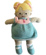 Handmade Knit Plush BabyDoll with Blonde Hair Buns 16” - £11.81 GBP