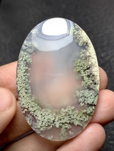Scenic Moss Agate Oval Cabochon 47x32x7 mm with Lake Pattern - $80.00
