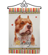 Fawn Pitbull Happiness Garden Flag Set Dog 13 X18.5 Double-Sided House Banner - £22.16 GBP