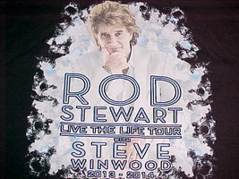 ROD STEWART Steve Winwood Live The Life Tour 2013 2014 Black Unisex T-Shirt L - £25.64 GBP