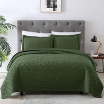 EXQ Home Quilt Set King Size Olive Green 3 Piece,Lightweight Soft Coverlet - £38.94 GBP