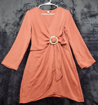 Topshop Sheath Dress Womens Size 4 Coral Knit 100% Polyester Long Sleeve V Neck - £11.89 GBP