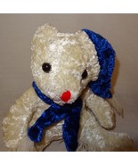 Teddy Bear Cream Plush Stuffed Animal 7&quot; Toy Blue Hat Scarf - £7.82 GBP