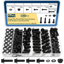 M8-1.25 X 16/20/25/30Mm Flange Hex Head Bolts Assortment Kit (160 Piece)  - £23.88 GBP