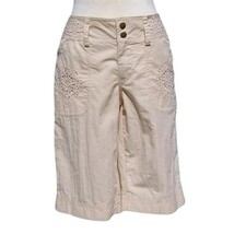 Cache Beige Eyelet Walking Bermuda Short Pant New City Short Stretch NWT... - $35.20