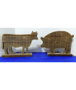 New Wood Pig Cow Statue Figurine Rustic Country Farmhouse Decor - £11.64 GBP
