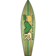 Peace Love Pineapple Novelty Mini Metal Surfboard Sign - £13.66 GBP