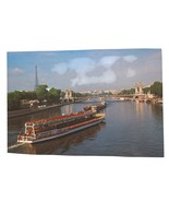 Postcard Boat Tour River Seine Paris France Eiffel Tower Chrome Unposted - €5,94 EUR