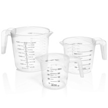 3Pc Measuring Cup Set In Clear Plastic With Long Handles - 1 Cup, 2 Cup,... - £15.97 GBP