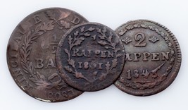 1801-1843 Suisse Cantons 1/2 Batzen, 1 &amp; 2 Rappen Pièce de Monnaie plein... - $55.00