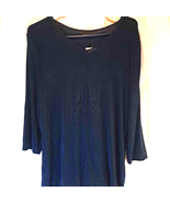 Citiknits Women&#39;s Tunic Top Blouse Blue Long Sleeve V Neck Stretch USA L... - $20.78