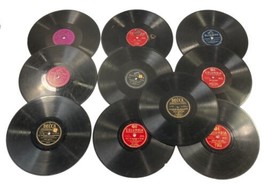 10 Vintage 78 RPM Records Lot Various Artists Damage for Art Crafts Decor 10&quot; - £13.22 GBP
