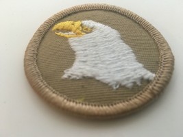 Boy Scout Patrol Patch Eagle Head Round Vintage Tan Background BSA - $5.99