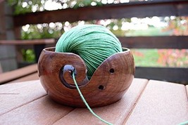 Handmade Wooden Yarn Bowl Holder Rosewood - Knitting Bowl With Holes Storage Cro - £23.81 GBP