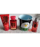 Christmas Penguin Small Pail with BBW Travel Winter Candy Apple Set - $40.40 CAD