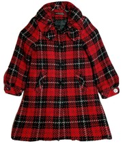 Dana Buchman Women Size S Small Long Red / Black / White  Wool Coat  - £35.13 GBP
