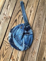 Upcycled Denim Jeans Japanese Knot Bag Shoulder Knot Bag Eco friendly Bag - £31.29 GBP