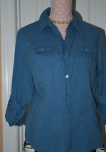 Michael Kors Women&#39;s L Blue Button Up Long Sleeve Shirt - $39.99