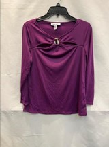 Nine West Cutout Ring Long Sleeve Top Violet Size XS - $18.62