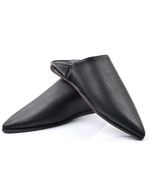 Black Leather Slipper, handmade, leather, beige, gifts for dad, slipper,Men - £93.08 GBP