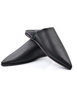 Black Leather Slipper, handmade, leather, beige, gifts for dad, slipper,Men - $162.75 CAD