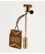 Swank Gold Tone Letter T Black Enamel Stick Pin Lapel Pin - $272.66 MXN