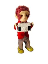 Antique Plush Wind Up Japan Monkey Camera WORKING moving arms chimp ape tail vtg - £74.00 GBP